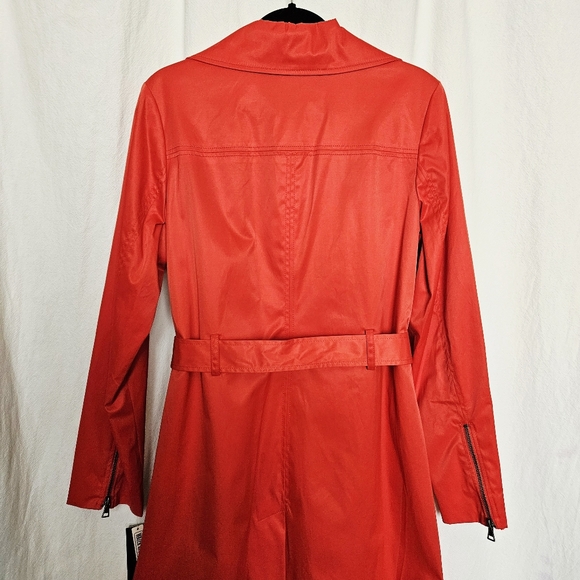 MOSSIMO Womens Red Y2K Retro Classic Preppy Belted Trench Coat Jacket Sz XL NEW! - Picture 9 of 14